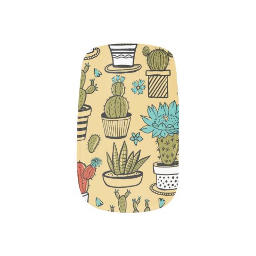 Cactus Succulent Hand Drawn Sketch Minx Nail Art