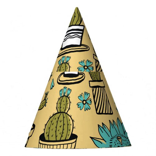 Cactus Succulent Hand Drawn Sketch Party Hat