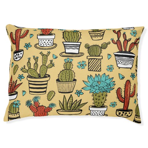 Cactus Succulent Hand Drawn Sketch Pet Bed