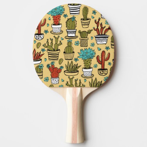 Cactus Succulent Hand Drawn Sketch Ping Pong Paddle