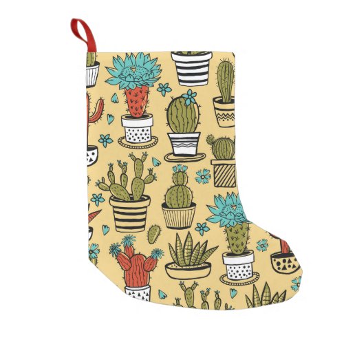 Cactus Succulent Hand Drawn Sketch Small Christmas Stocking