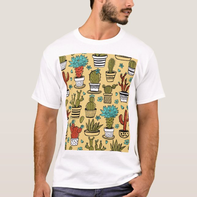 Cactus Succulent: Hand Drawn Sketch T-Shirt (Front)