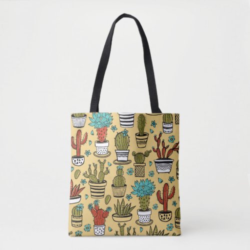 Cactus Succulent Hand Drawn Sketch Tote Bag