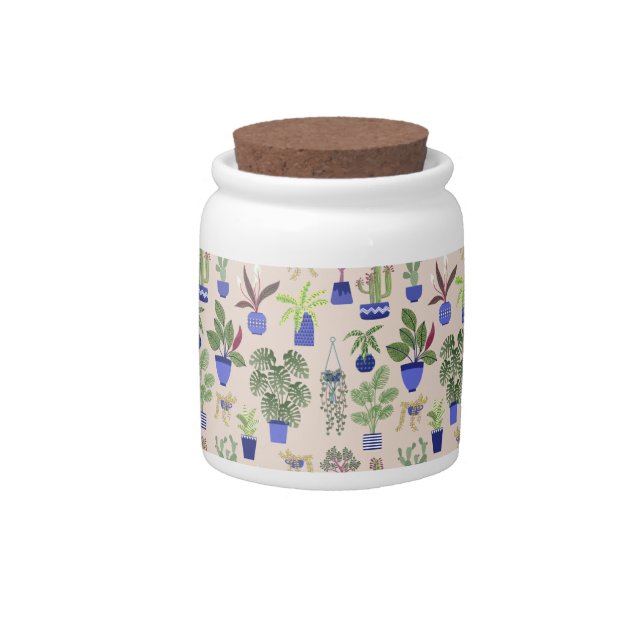 Cactus Succulent Houseplant Blush Pink Candy Jar (Front)