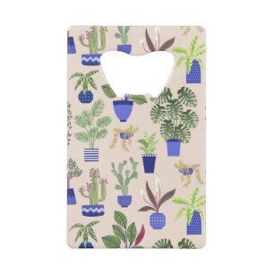 Cactus Succulent Houseplant Blush Pink Credit Card Bottle Opener