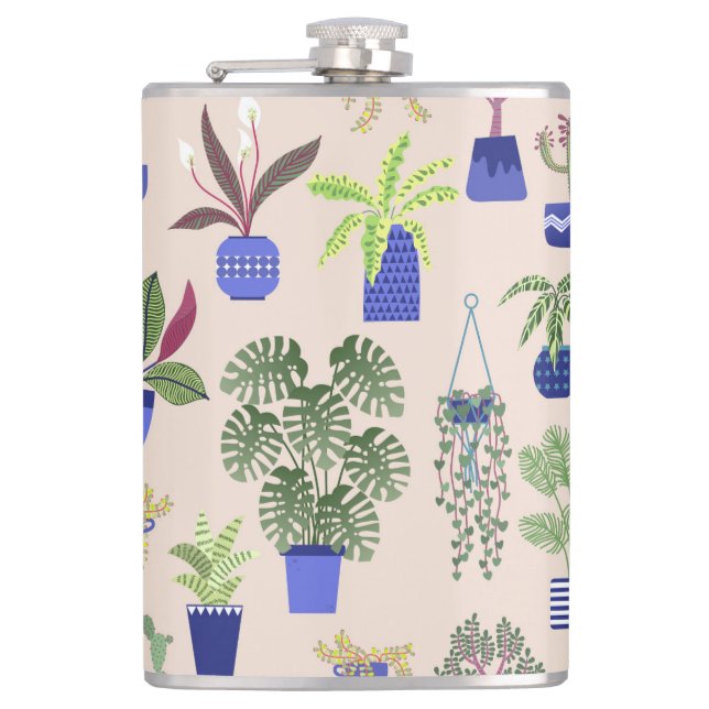 Cactus Succulent Houseplant Blush Pink Flask (Front)