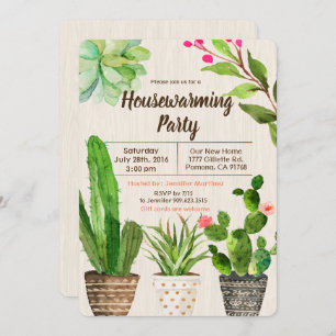 Cactus Succulent Housewarming Invitation