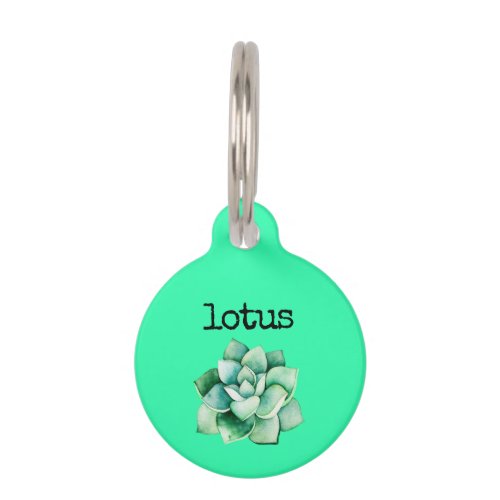 Cactus Succulent Lotus Pet ID Tag