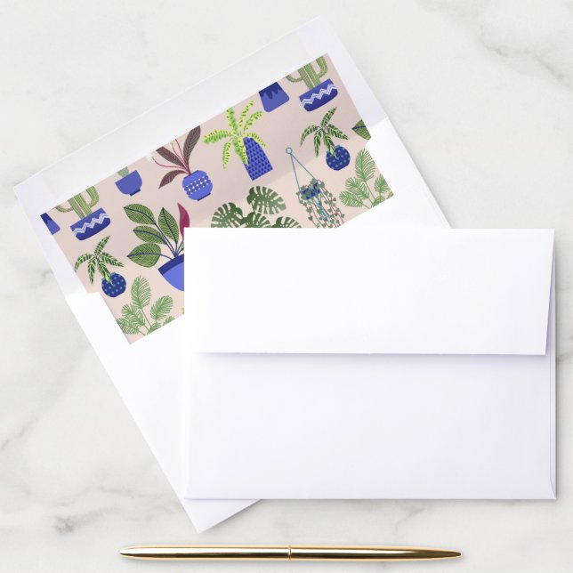 Cactus Succulent Pattern Blush Pink Envelope Liner (Desk)
