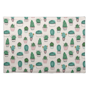 Cactus Succulent Pattern Cloth Placemat