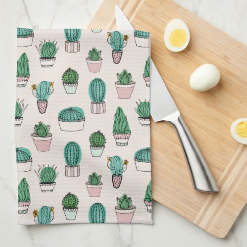 Cactus Succulent Pattern Kitchen Towel