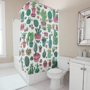 Cactus Succulent Pattern Shower Curtain