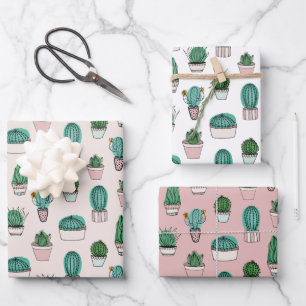 Cactus Succulent Pattern Wrapping Paper Sheets