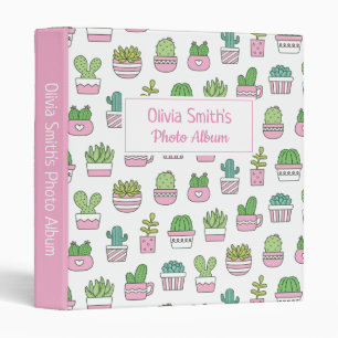 Cactus Succulent Plant Doodles Pattern Album 3 Rin Ring Binder