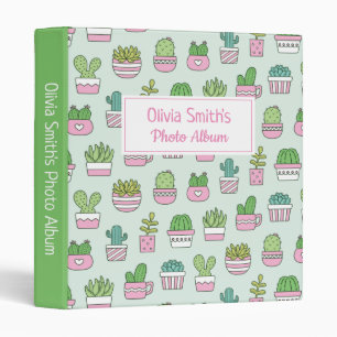 Cactus Succulent Plant Doodles Pattern Album 3 Ring Binder
