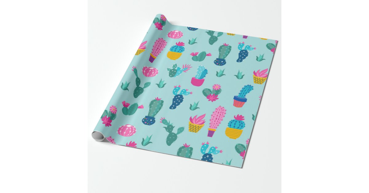 Cactus Succulent Plant Pattern Wrapping Paper | Zazzle