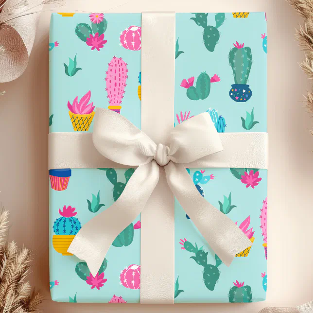 Cactus Succulent Plant Pattern Wrapping Paper | Zazzle