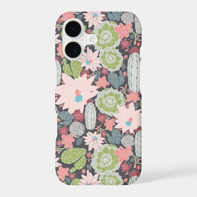 Cactus Succulent Plants Pattern Iphone Case (Back)