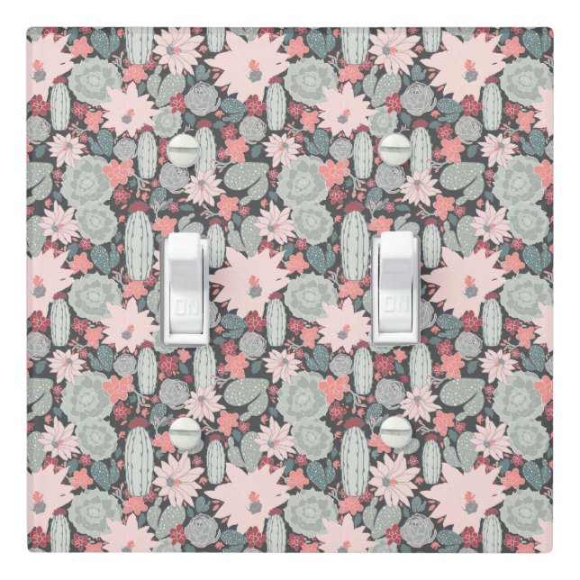 Cactus Succulent Plants Pattern Light Switch Cover (In Situ)