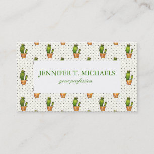 Cactus & Succulent Polk Dot Pattern Business Card