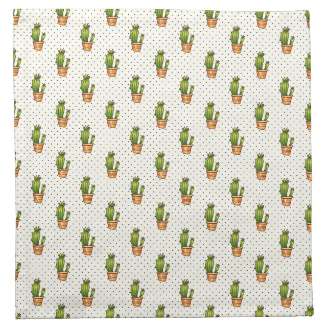 Cactus & Succulent Polk Dot Pattern Cloth Napkin (Front)
