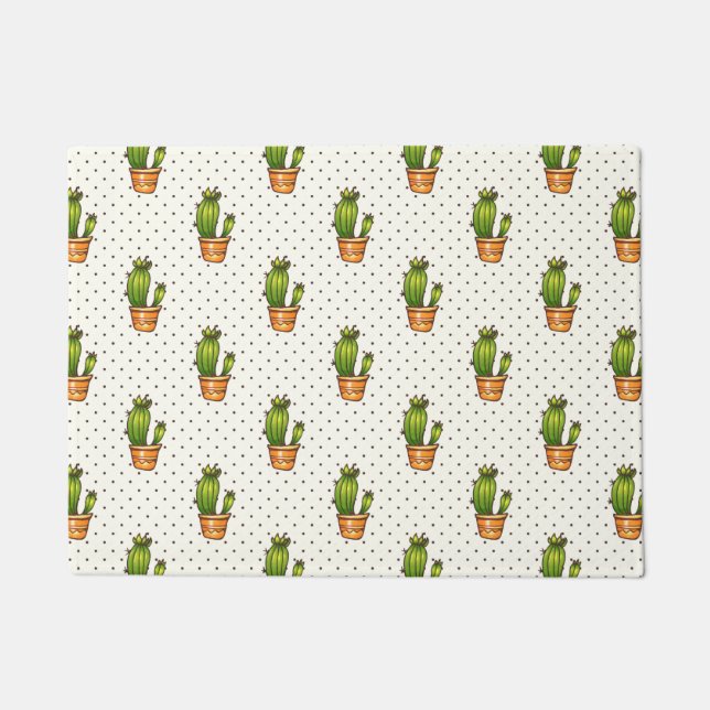 Cactus & Succulent Polk Dot Pattern Doormat (Front)