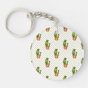 Cactus & Succulent Polk Dot Pattern Keychain