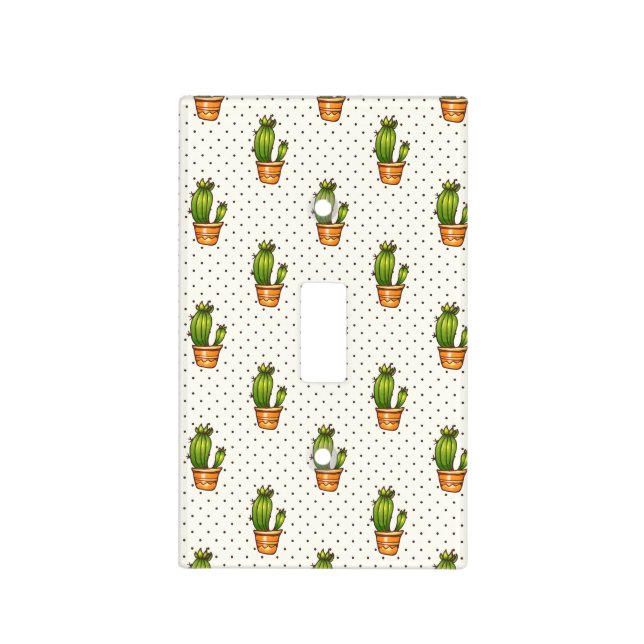 Cactus & Succulent Polk Dot Pattern Light Switch Cover (Front)