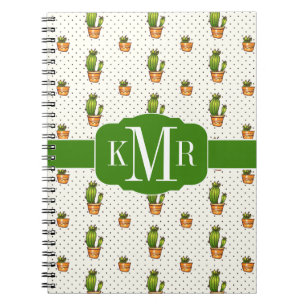Cactus & Succulent Polk Dot Pattern Notebook