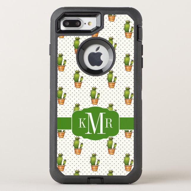 Cactus & Succulent Polk Dot Pattern Otterbox iPhone Case (Back)