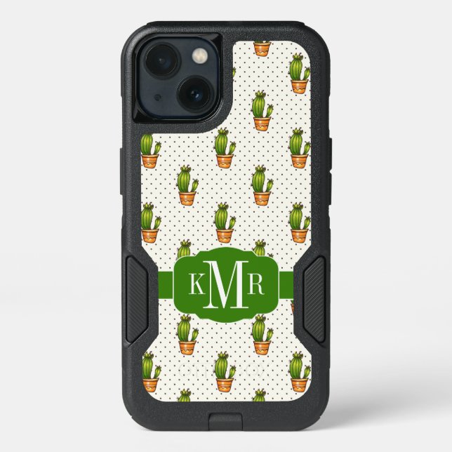 Cactus & Succulent Polk Dot Pattern Otterbox iPhone Case (Back)