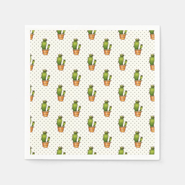 Cactus & Succulent Polk Dot Pattern Paper Napkins (Front)