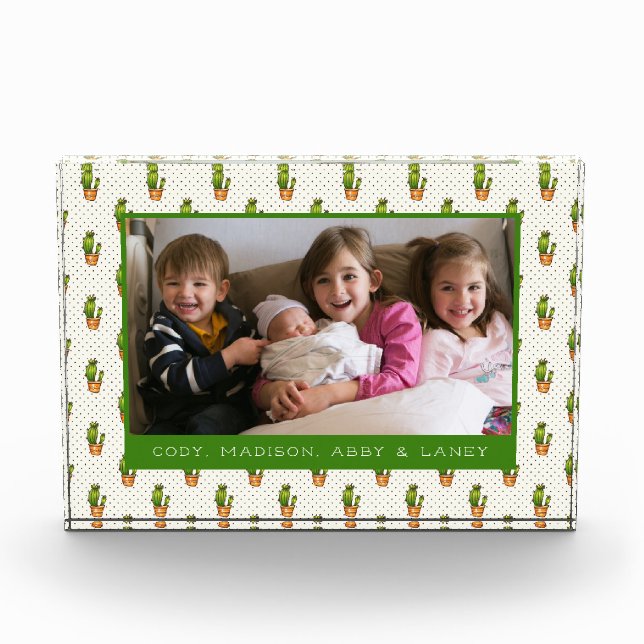 Cactus & Succulent Polk Dot Pattern Photo Block (Front)