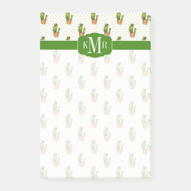 Cactus & Succulent Polk Dot Pattern Post-it Notes (Front)