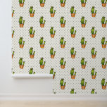Cactus &amp; Succulent Polk Dot Pattern Wallpaper