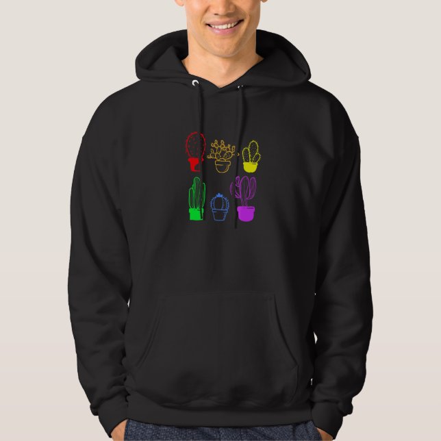 Cactus Succulent Pride Rainbow Plant Subtle Lgbt G Hoodie (Front)