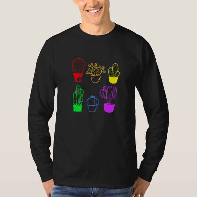 Cactus Succulent Pride Rainbow Plant Subtle Lgbt G T-Shirt (Front)