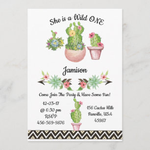 Cactus Succulent Southwestern Wild One Invite