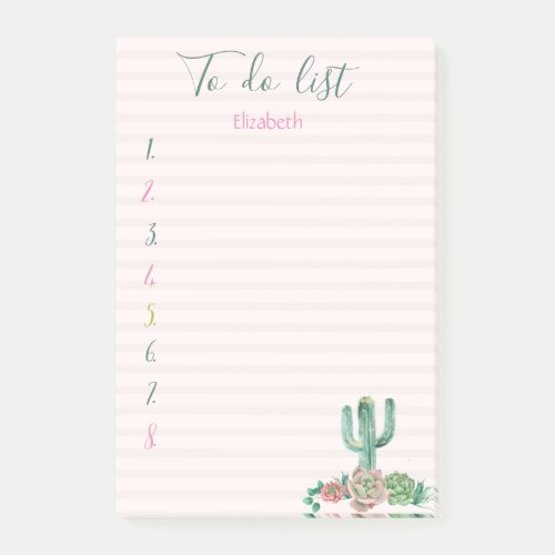Cactus Succulent Striped To Do List Post_it Notes