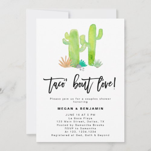 Cactus Succulent Taco Bout Love Wedding Shower Invitation