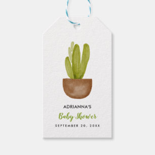 Cactus Succulent Terracotta Pot Baby Shower Gift Tags
