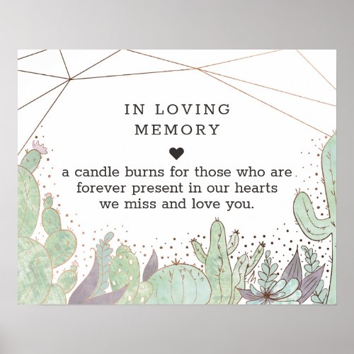 Cactus  Succulent Terrarium In Loving Memory Sign