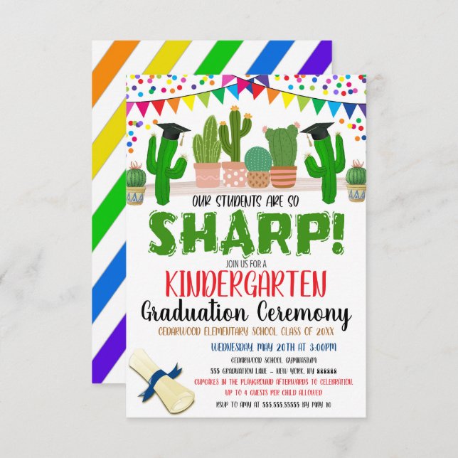 Cactus Succulent Theme Graduation Invitation (Front/Back)