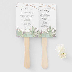Cactus & Succulent Trendy Wedding Ceremony Program Hand Fan