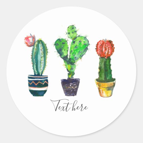 cactus succulent watercolor fiesta mexican classic round sticker