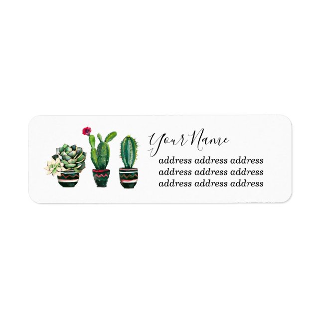 cactus, succulent, watercolor, fiesta, mexican label (Front)