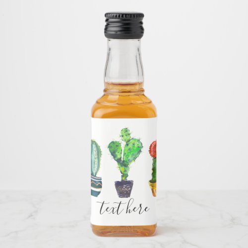 cactus succulent watercolor fiesta mexican liquor bottle label