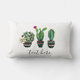 cactus, succulent, watercolor, fiesta, mexican, lumbar pillow
