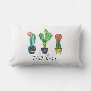 cactus, succulent, watercolor, fiesta, mexican, lumbar pillow