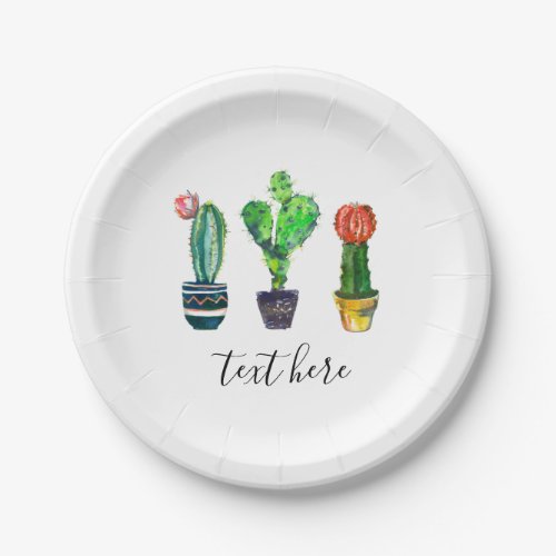 cactus succulent watercolor fiesta mexican paper plates